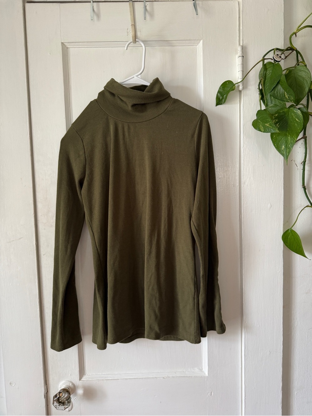 Olive Green Turtleneck Long Sleeve Top - Picture 1 of 6